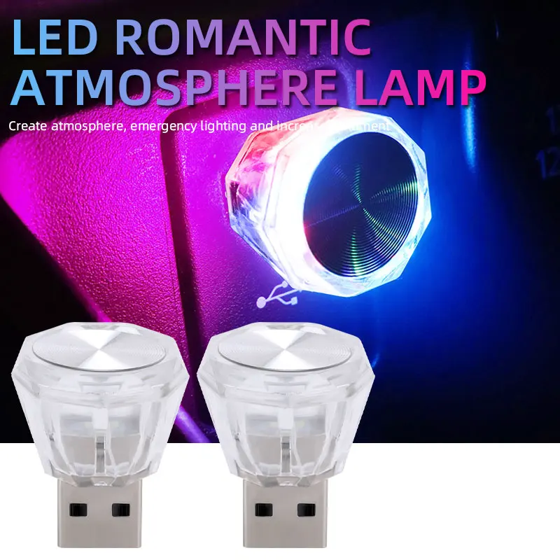 USB LED Interior Lights Mini Atmosphere Lamp Night Light Indoor Decorative Lights Car Ambient Lighting Strobe RGB Light Bulb