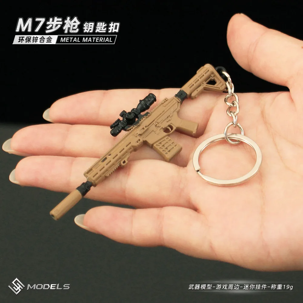 9cm/3.54inch COD Game Peripherals Mini M7 Rifle Model Alloy Keychain BSoldier Accessories Guns Mini Toys Boys Birthday Gifts