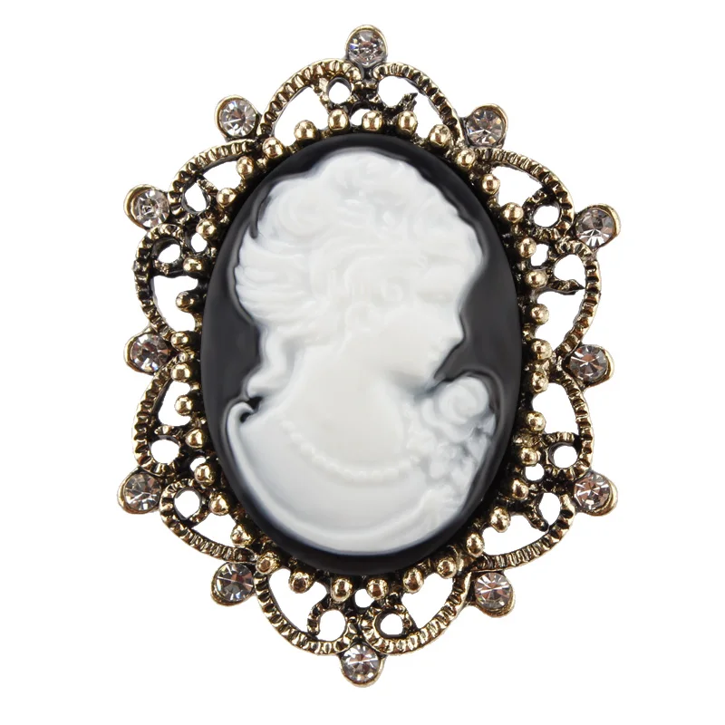 Crystal Vintage Victorian Retro Style Cameo Brooch Lady Scarf Women Brooch Pins Party Birthday Gift