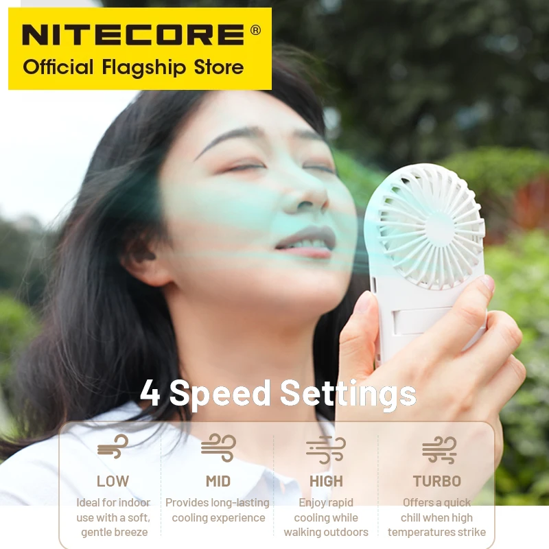 NITECORE NEF02 พัดลมพกพาขนาดเล็กกลางแจ้ง Camping Night Light USB-C ชาร์จแบตเตอรี่ในตัวสําหรับฤดูร้อนเดินทาง Trekking