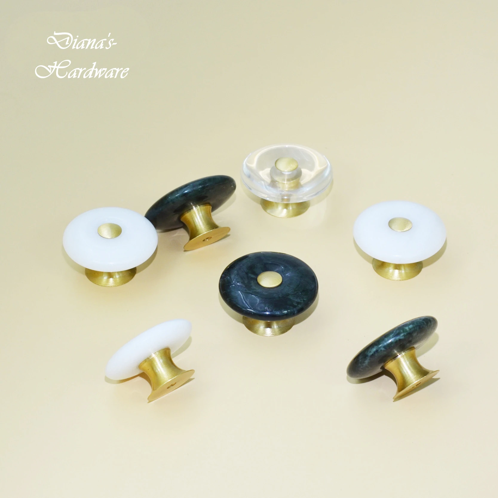 Original Modern Crystal Knob Brass Marble Drawer Knobs Light Luxury Furniture Handle Wardrobe Cabinet Knob and Handle