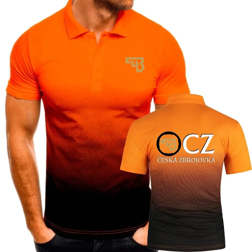 POLOS-Camisas polo masculinas de estilo militar, Tops de manga curta, camisola com sinal de armas de fogo, CZ, CZ, Zbrojovka Tees, algodão malha