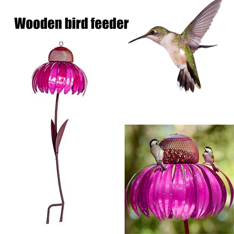 Bird Feeder Bottle With Stand Outdoor Garden Flower Shaped Bird Feeder Easy To Use