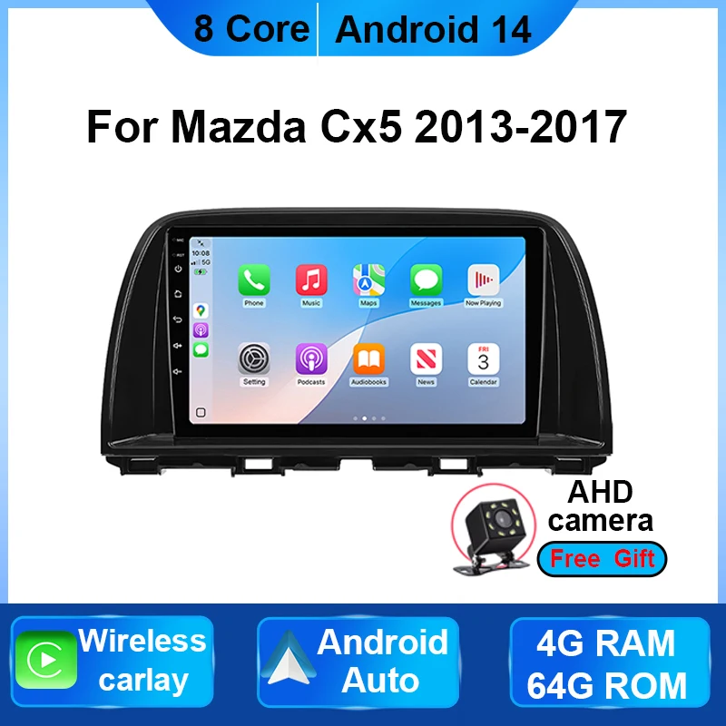 Radio para Auto Mazda CX5 2013-2017, 2Din Android Octa Core, Estéreo para Auto, Reproductor de DVD con GPS, Navegación, Multimedia, Android Auto, Carplay