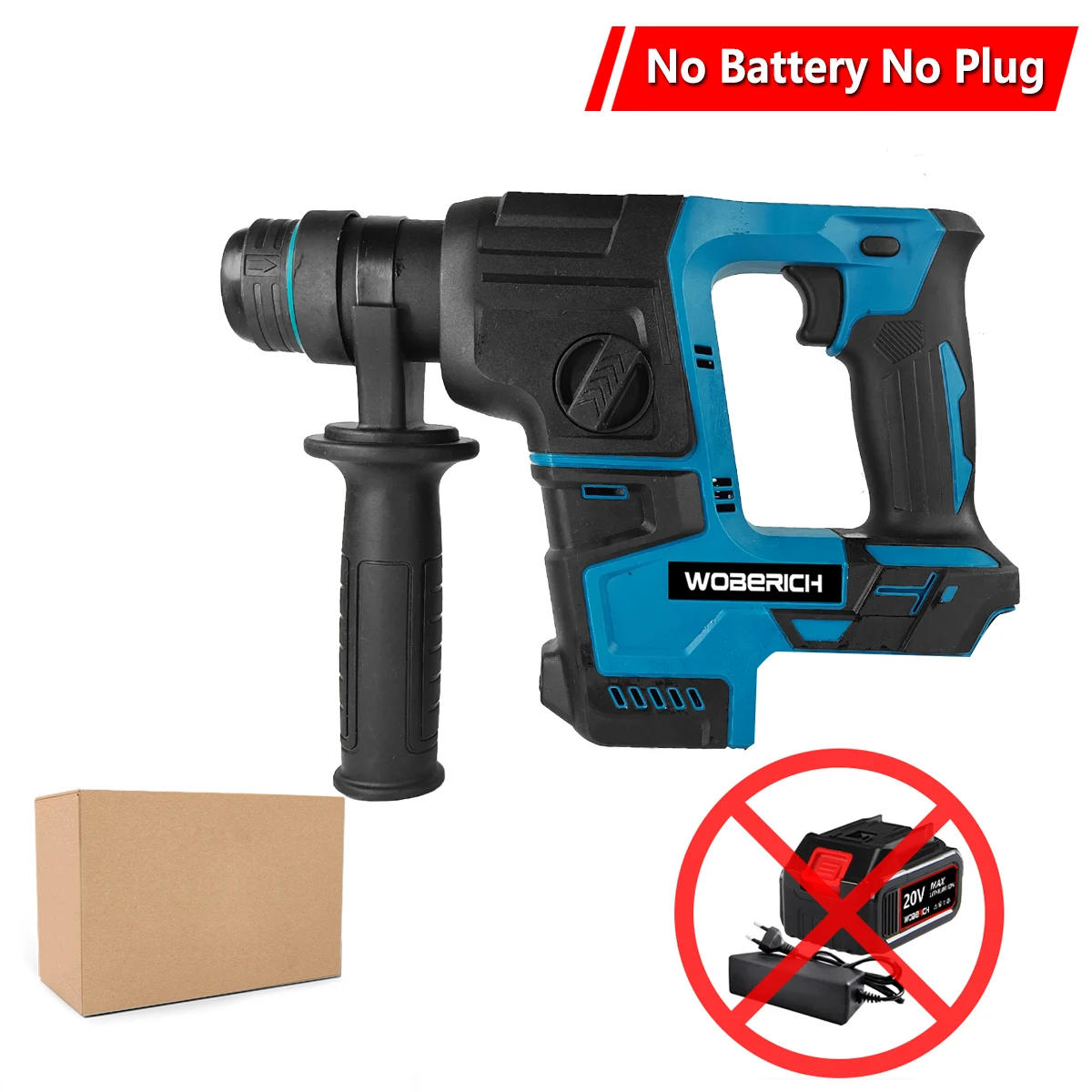 Brushless Handheld Cordless Rotary Hammer Impact Drill Rechargeable Electric Hammer Drill Impact Function for 18V Makita Battery