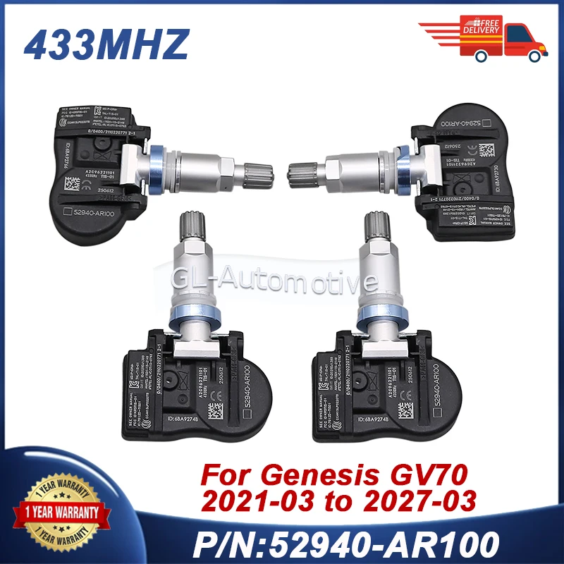 

1/4PCS 433MHZ 52940-AR100 TPMS sensor Tire pressure sensor For Genesis GV70 2021-2027