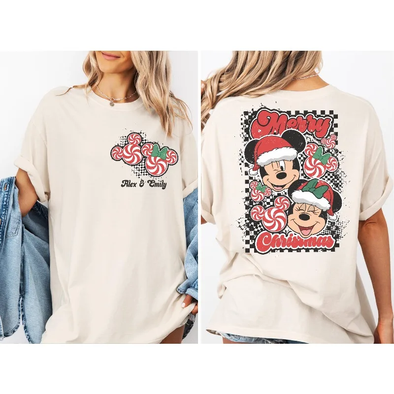 Merry Christmas Mickey and Minnie Mint Candy Shirts, Disney Christmas Sweatshirts, Christmas Couple Candy T-shirts