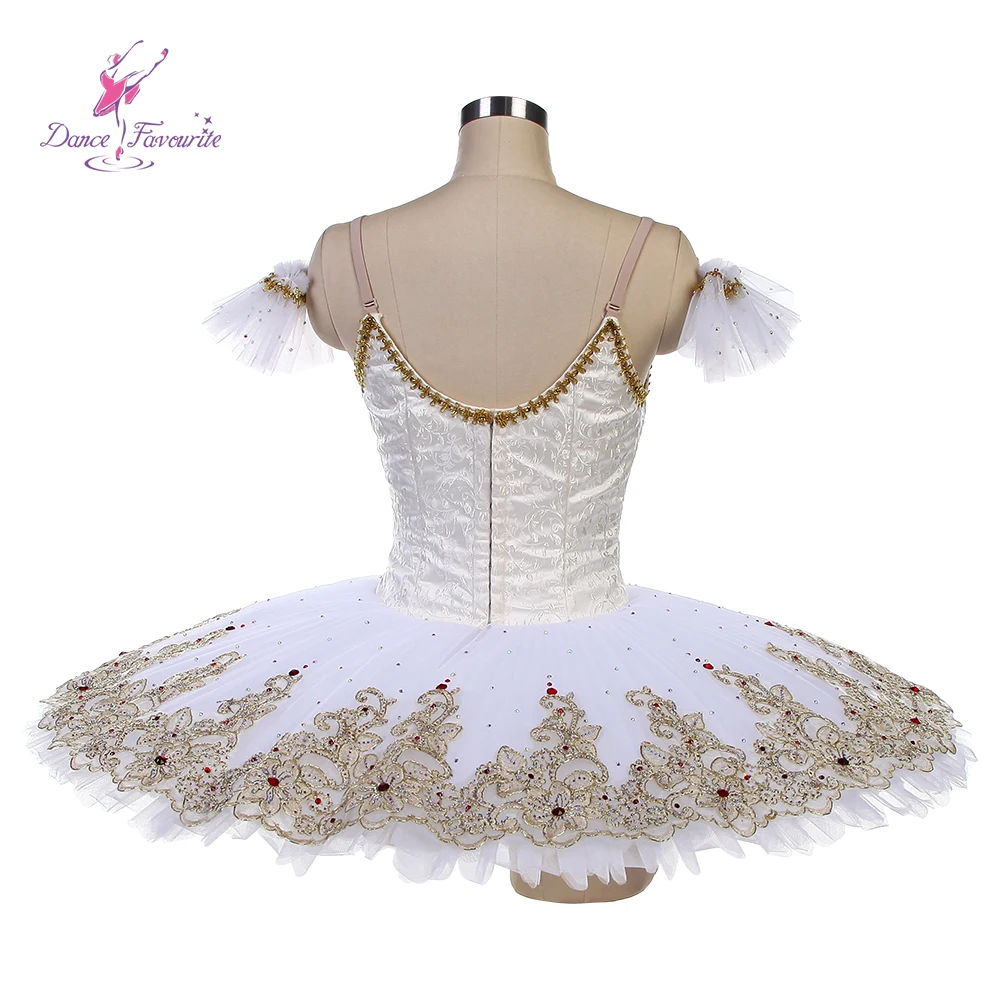 B22089 골드 트림 아이보리 컬러 탑 보디스 발레 투투 대회 댄스 의상