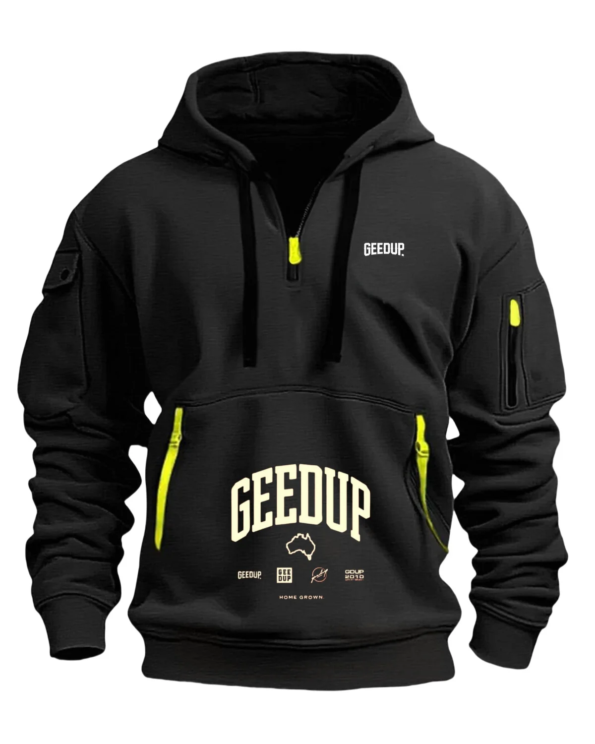 

Men's 2025 Autumn/Winter Half-Zip Hooded Sweatshirt Street Fashion Loose Fit Night-Light Zipper Jogger with Anti-Theft Pockets