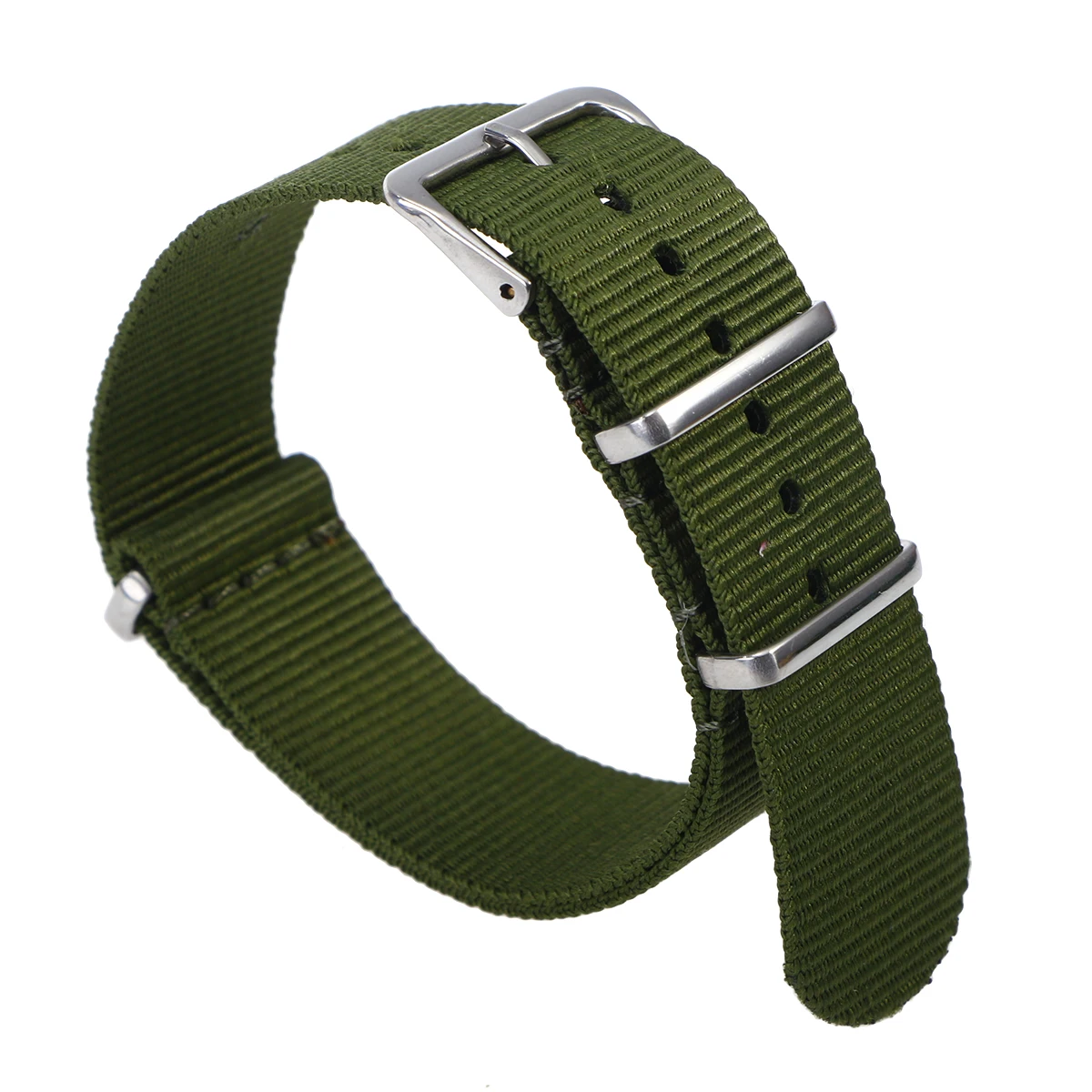 

Nylon Watch Bands 20mm Army Green Woven Strap Durable Soft Comfortable Breathing Skin Friendly Safe Connection