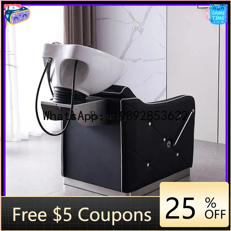 AB  04Shampoo bed Barber shop Physiotherapy ceramic basin with drill semi-reclining punch bed