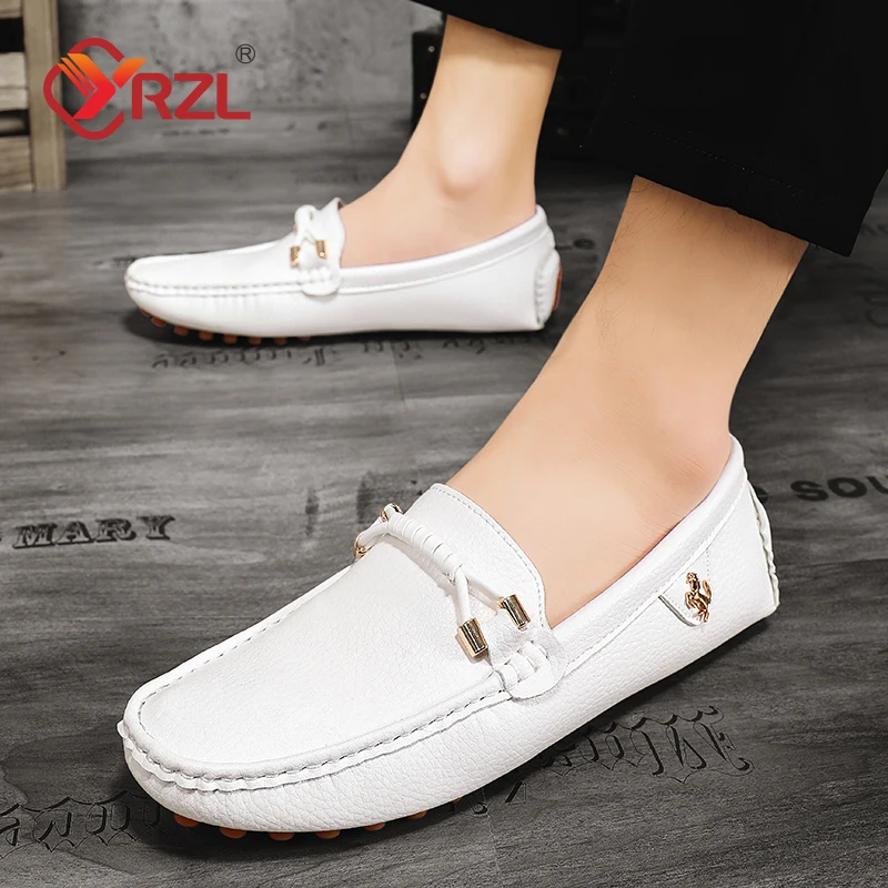 YRZL Loafers for Men 2024 New Handmade Moccasins Men Flats Casual Leather Shoes Luxury Comfy Mens Loafers Size 48 Shoes for Men