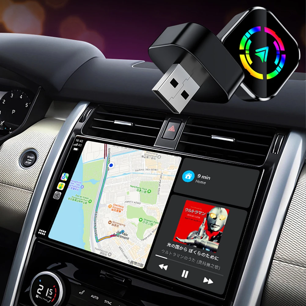 سلكي إلى Carplay اللاسلكي ونظام Android Auto Smart Mini Adapter Box USB التحكم الصوتي لسيارة Carplay Android السلكية OEM #1
