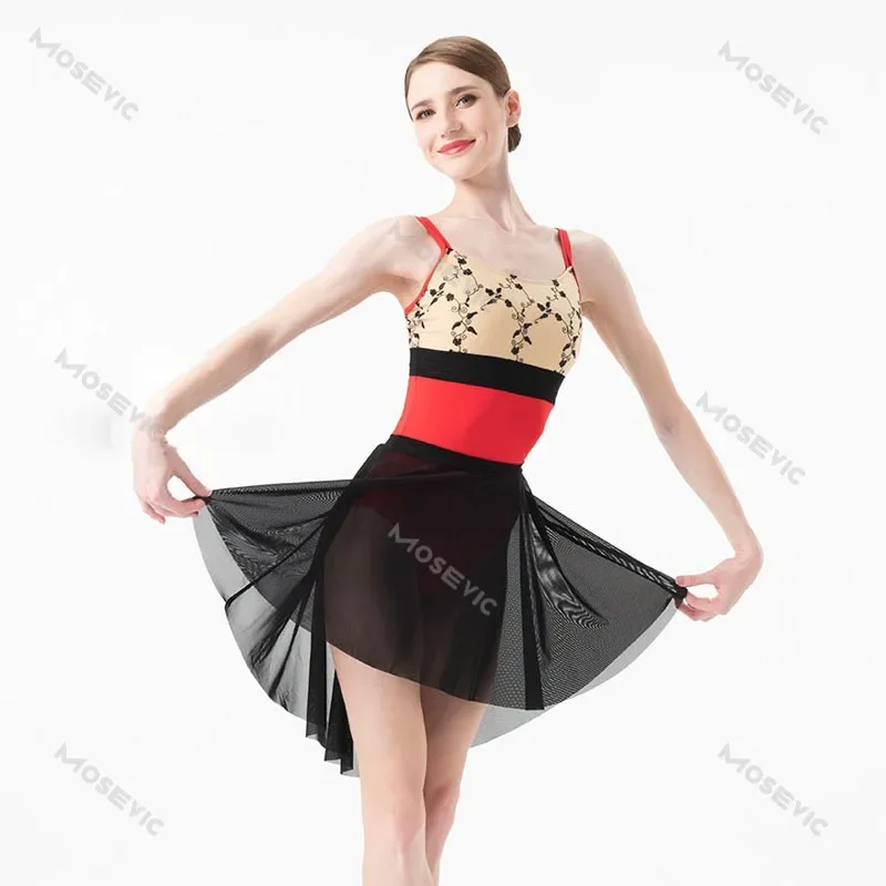 New Embroidery Double Strap Ballet Leotards Adult Ballerina Dance Wear Practice Dancing Swimsuit Ballet Leotard Bodysuit Woman