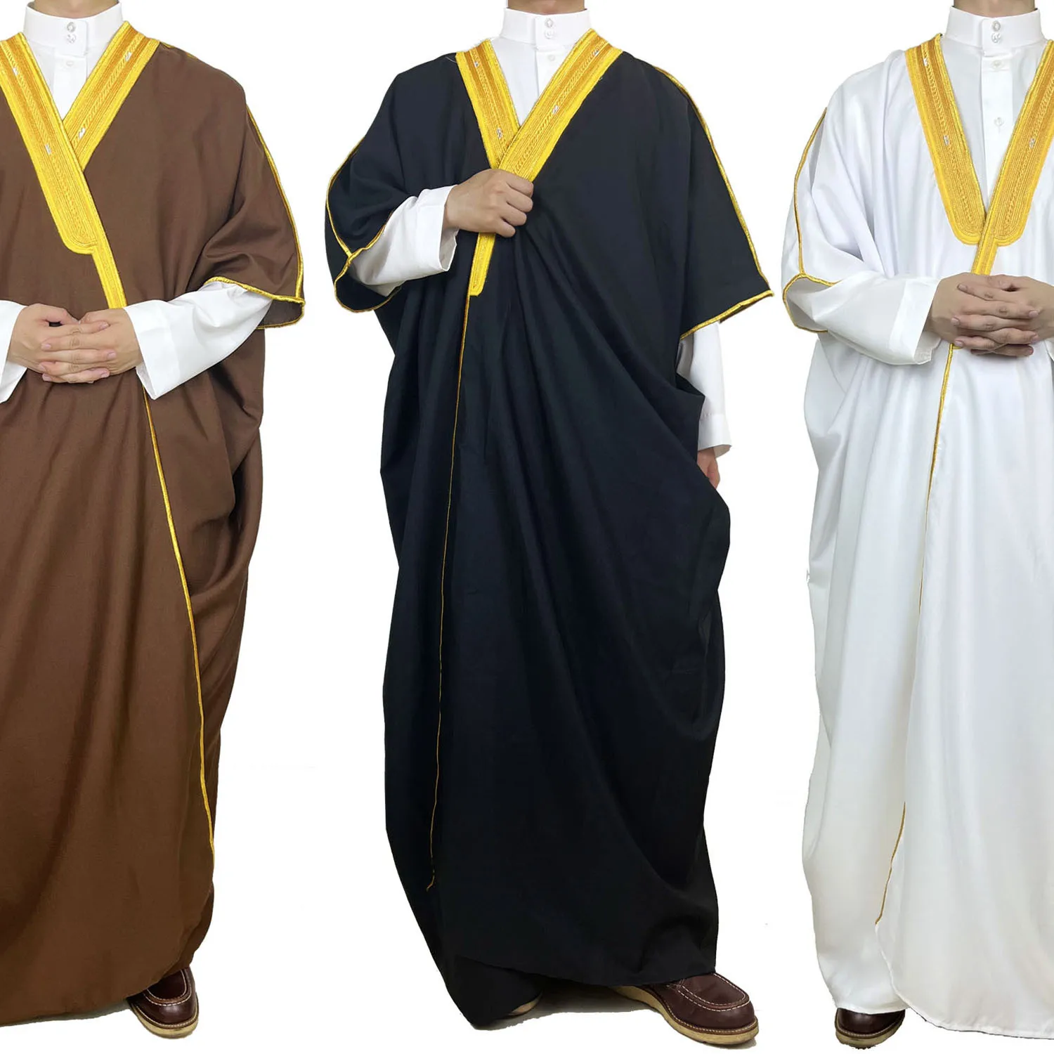 Mannen Arabische Mantel Thobe Eid Abaya Moslim Arab Saudi Jubba Lang Gewaad Bescheiden Uniform Heren Traditionele Dishdasha Morocco Abayas