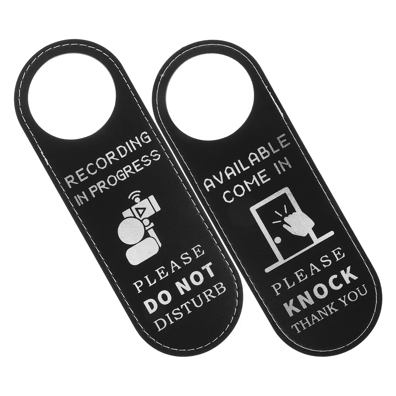 2Pcs Portable Double-Sided Door Sign Pendant with Erasable Surface for Recording Processing Notice Indoor Decoration Door Knob