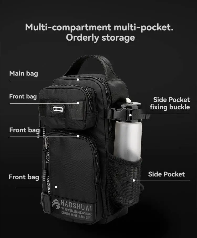 Man Sling Chest Bag Shoulder Crossbody Bag Larger Capacity Outdoor Sports Waterproof Hiking Cycling Riding Works Chest Daybag