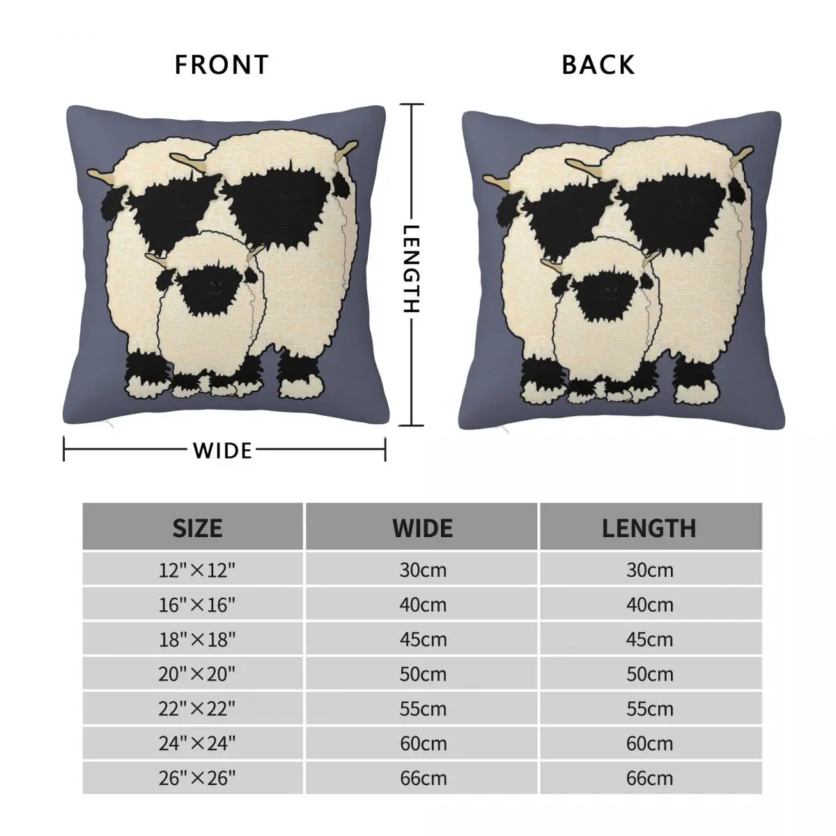 Valais Blacknose Family Square Pillowcase Polyester Linen Velvet Creative Zip Decorative Pillow Case Car Cushion Cover