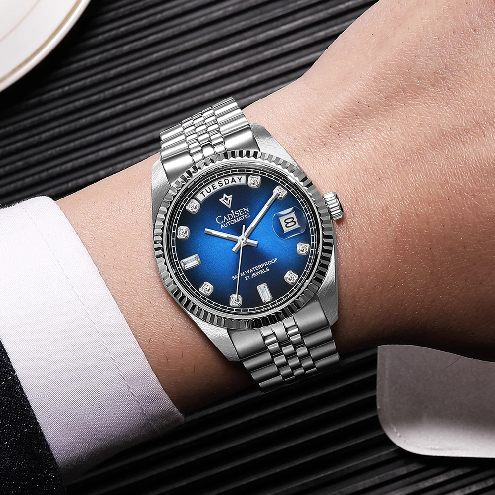 CADISEN Spring Men'S Mechanical Watch Imported Mechanical Movement Casual 38mm Small Size Mechanical Watch