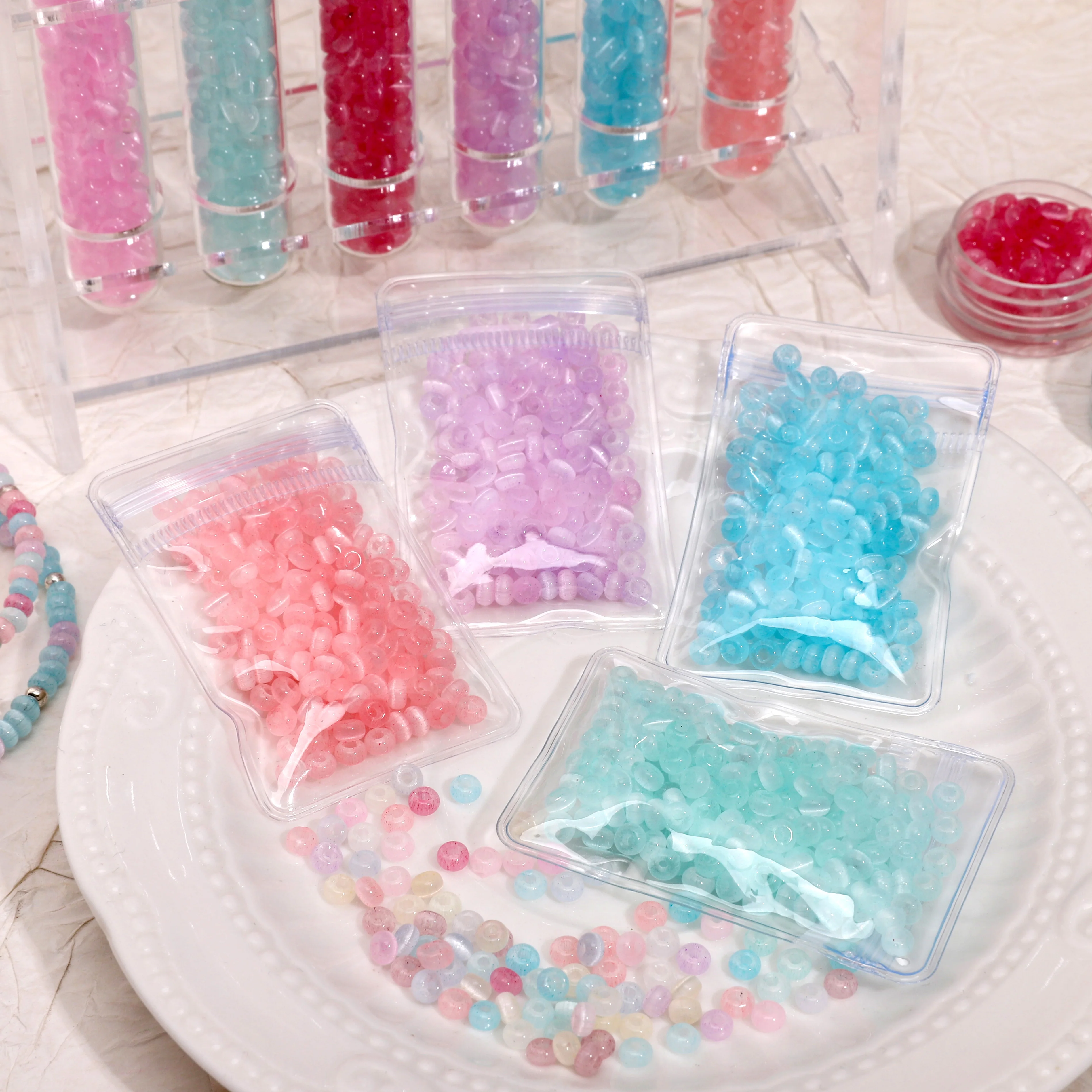 5-10g/bags 4x2.5mm Hot Selling Exquisite Multi-Color Domestic Super Excellent Glass Donuts Cat Eyes For DIY Handmade Products