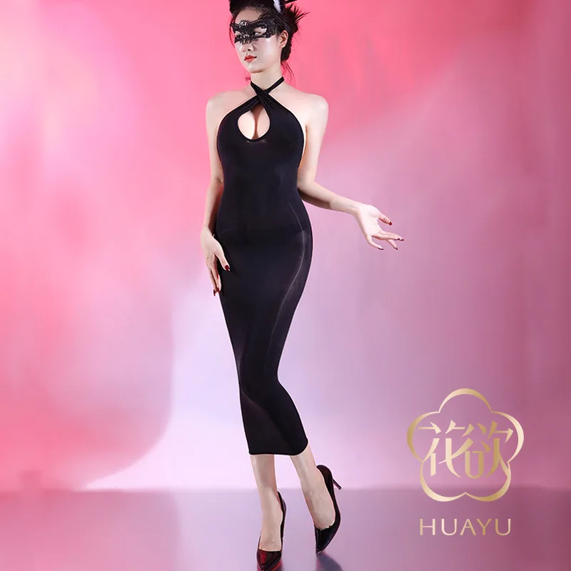 

Large Size Sexy Chest Cross Seamless And Shiny Silk Stockings Hip Hugging Skirt Silky And Smooth Night Wear Wrapped In Emotions