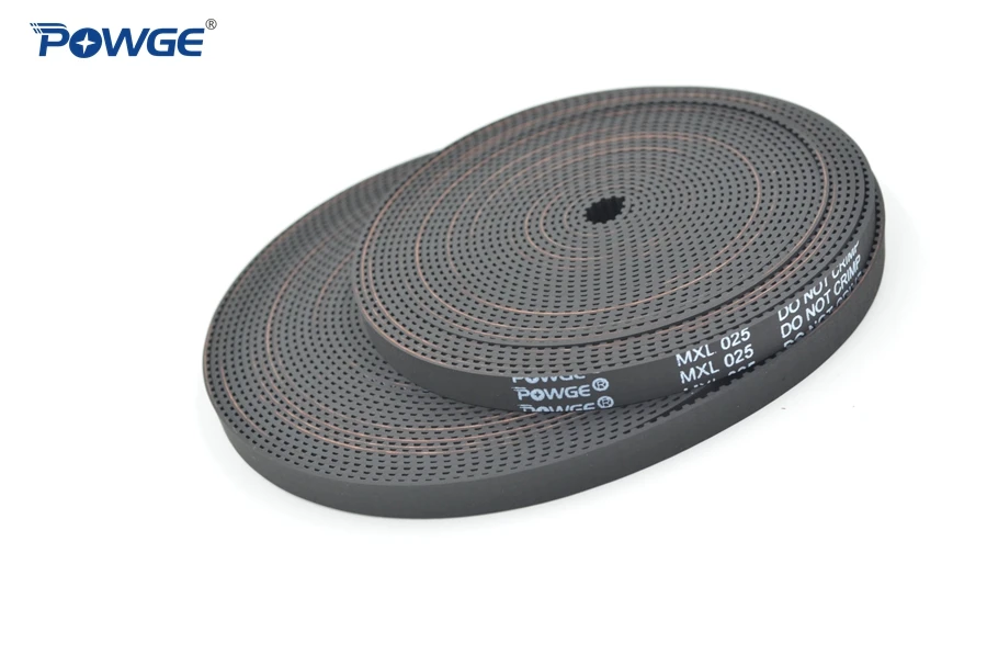 POWGE Trapezoid MXL Open Synchronous Timing belt MXL-025 MXL-037 Rubber Neoprene fiberglass width 3/4.8/6.4/ 9.5/12mm Pulley