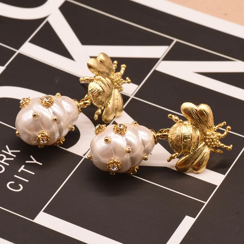 Neue Stil Süße Honigbiene Natürliche Süßwasser Perle 14K Gold Gefüllt Weibliche Quasten Stud Ohrringe Schmuck Frauen Weihnachten Geschenke – Detail 4