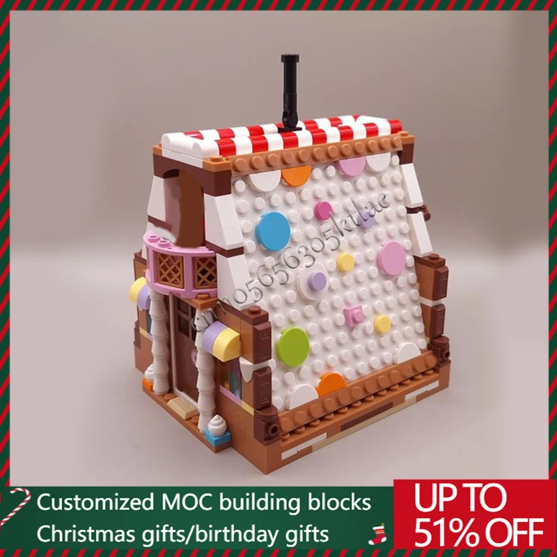 497 PCS MOC Second Floor Balcony Gingerbread House Building Block Model Children Creative Diy Assembly Toys Puzzle Festival Gift #3