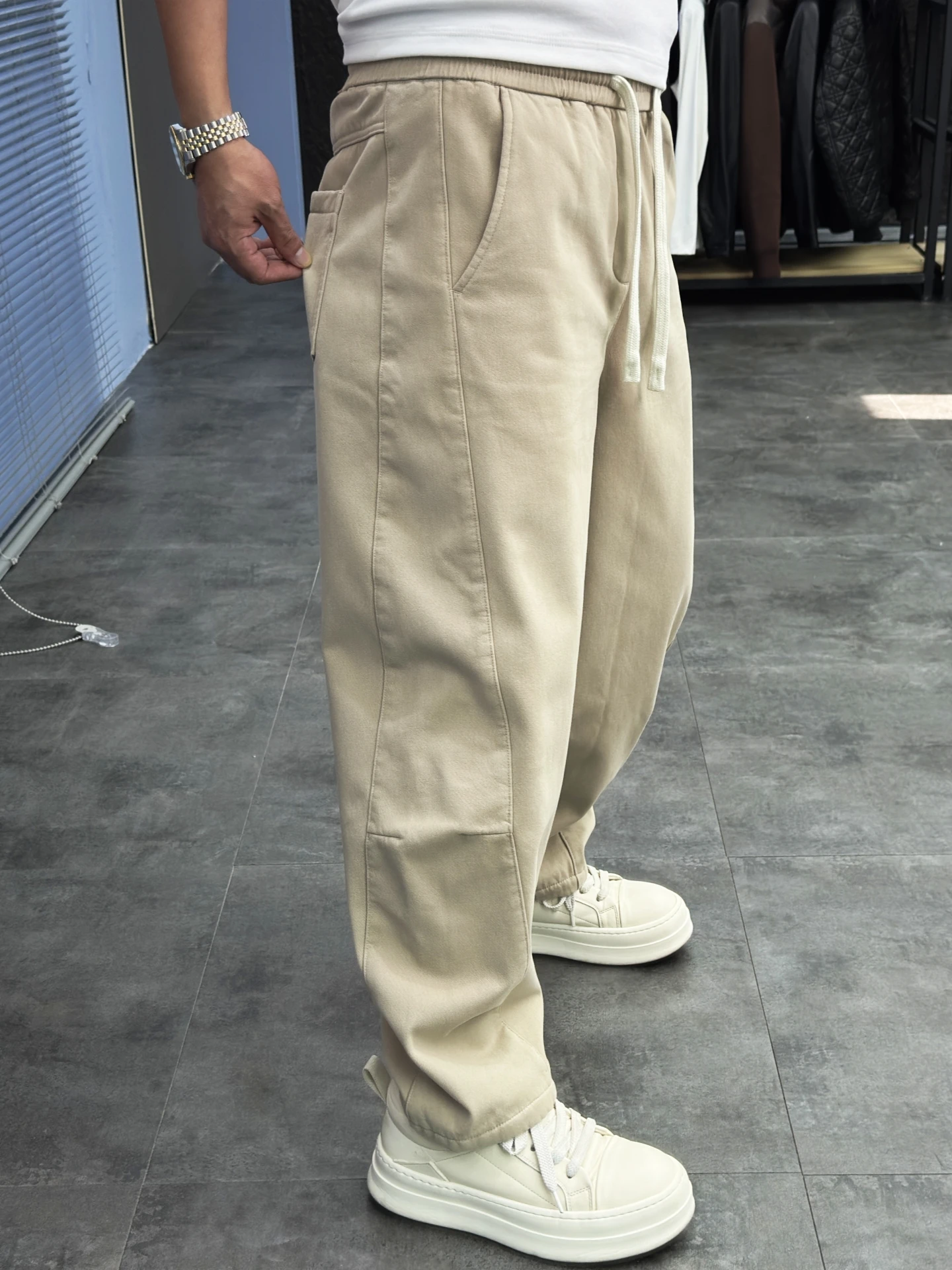 

Thiened Fce Lined Work Trousers Men's Loose Straight Leg Winter Warm Comfortable American Sle Canvas Trousers