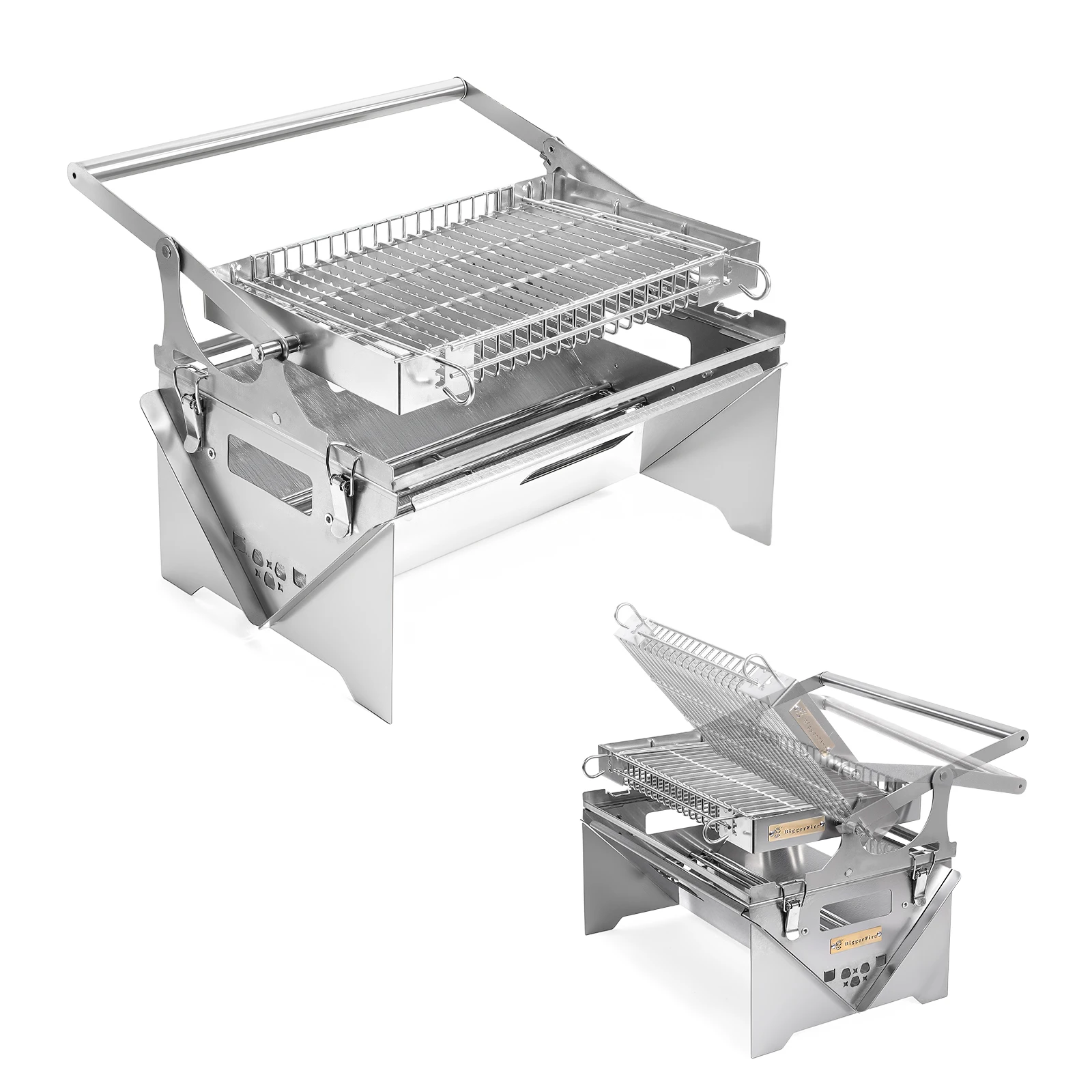 

Flip Grill 360° Rotating Barbecue Grill, Manual Push-Pull Auto Flipping Charcoal Grill for Outdoor Camping & Picnics