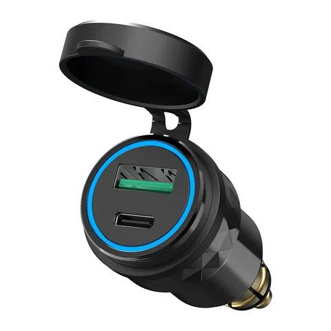 Алюминиевое Автомобильное зарядное USB-устройство 30 Вт PD Type-C и QC 3,0, адаптер для быстрой зарядки, штепсельная вилка Hella DIN для BMW Ducati Triumph, мотоцикла