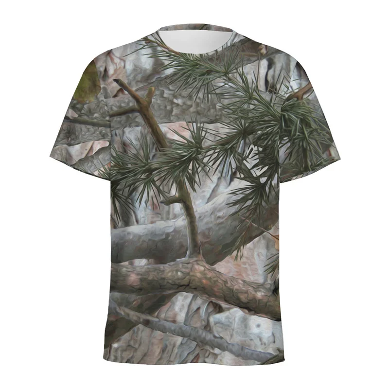 Hunting Camo 3D Printed T Shirt For Men Outdoor Camouflage Leaf Graphic T-shirt Street Tops Short Sleeve Cool Summer Tee Shirts