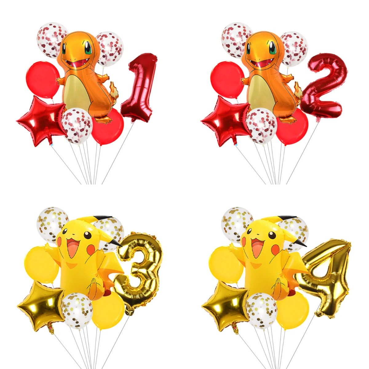 Pikachu Geburtstagsparty Dekorations-Set Pikachu POKEMON GO Folien 3D Stehende Ballons Party-Zubehör