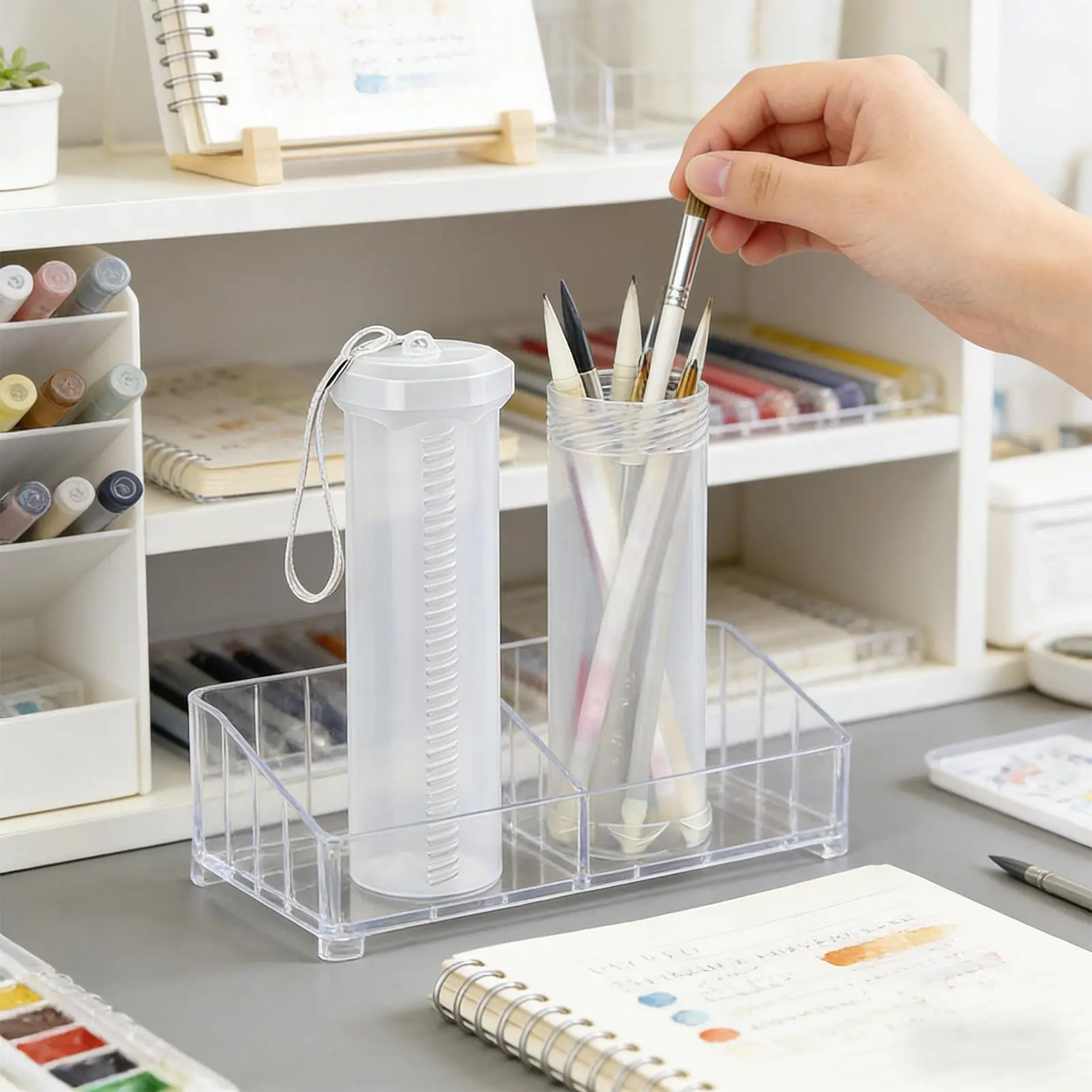 Waterproof Paint Brush Case Extendable Roll-Up Organizer Portable Art Supply Holder for Markers Pencils, Students Teachers Home
