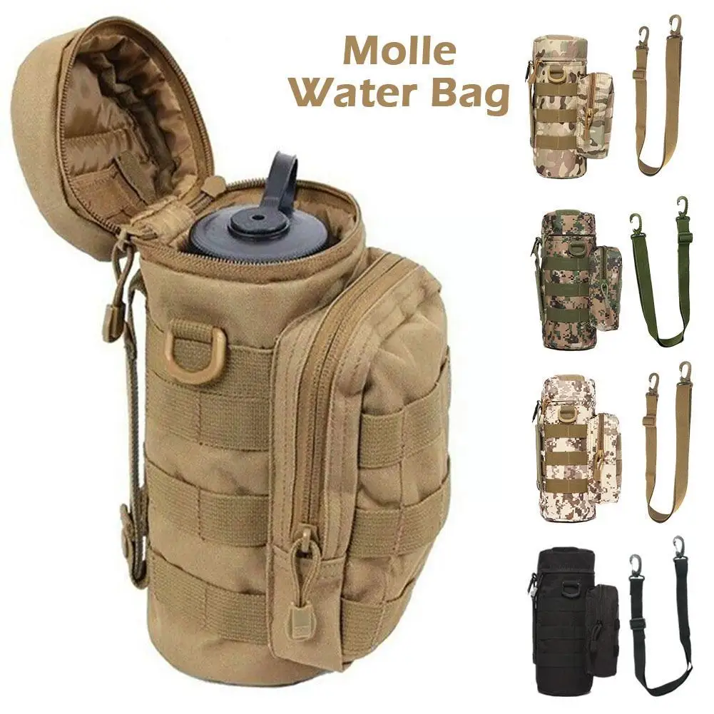 Molle Water Bottle Holder Bag Hydration Carrier Kettle Pouch with Strap Fits Up to 32 oz. For Hiking Fishing