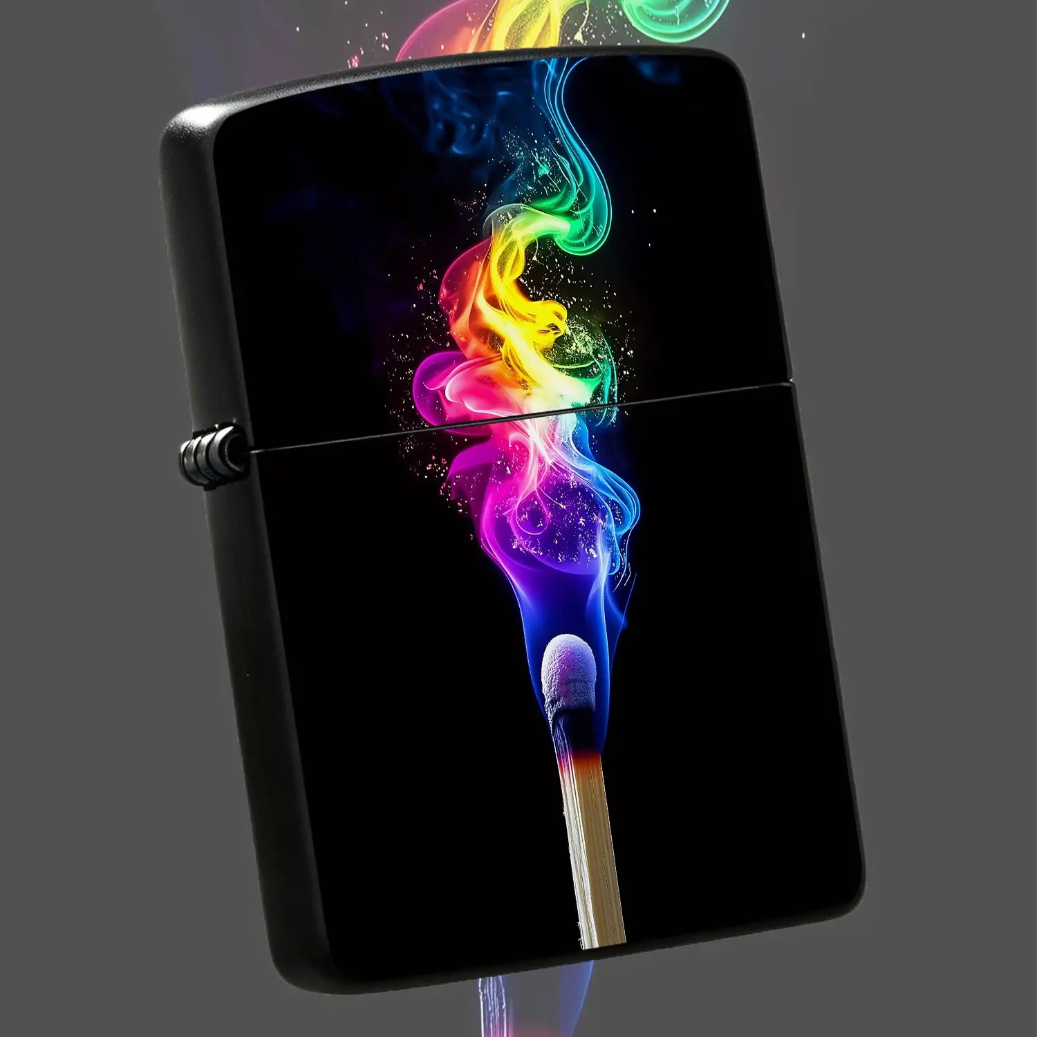 Creative Rainbow Flame Pattern Lighter, High Gloss Unique Visual Design Portable Ignition Tool, Full Scenario Adaptation Practical Exquisite Daily Use Item, Stylish Trendy Gift For Home Outdoor Gathering Party Holiday G A Humorous And Inter