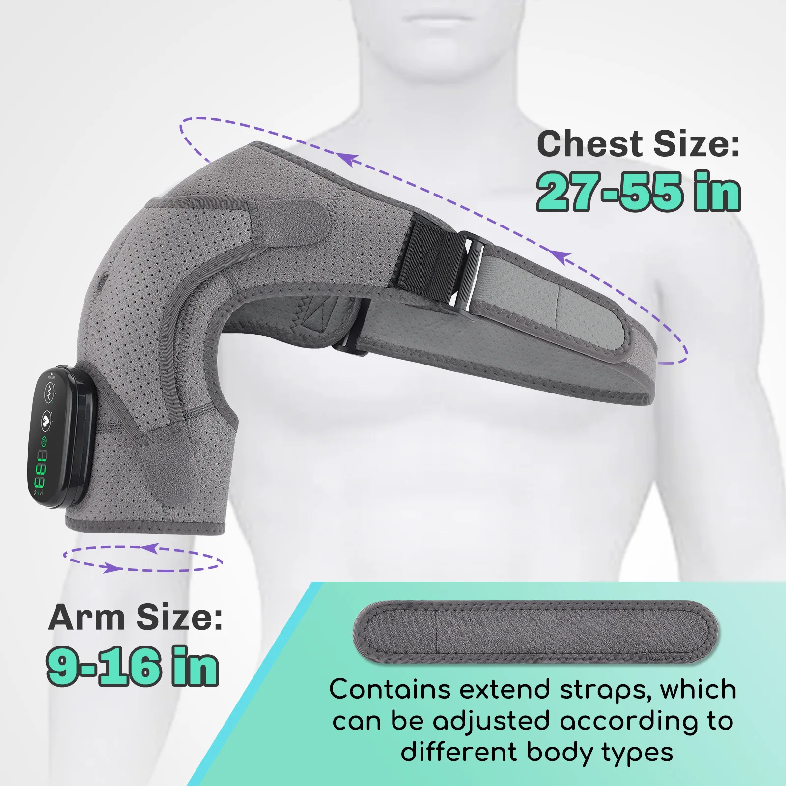 warm and vibrating massage magnetic suction removable heating shoulder guards