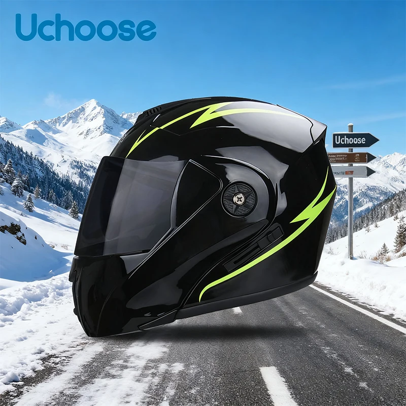 

Unisex Racing Motobiker Flip Up Helmets Modular Dual Lens Motorcycle Helmet Full Face Safe Helmet Men Adult Women