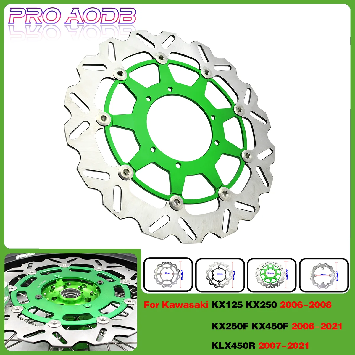 

Motorcycle parts front and rear brake discs For Kawasaki KX125 KX250 2006 2007 2008 KX250F KX450F 2006-2021 KLX450R 2007-2021 KX