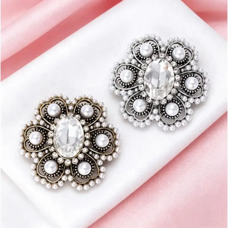 Retro Rhinestone Baroque Brooches For Women Unisex Pearl Flowers Badges Pins Office Party Friend New Gifts Jewelry Accessories