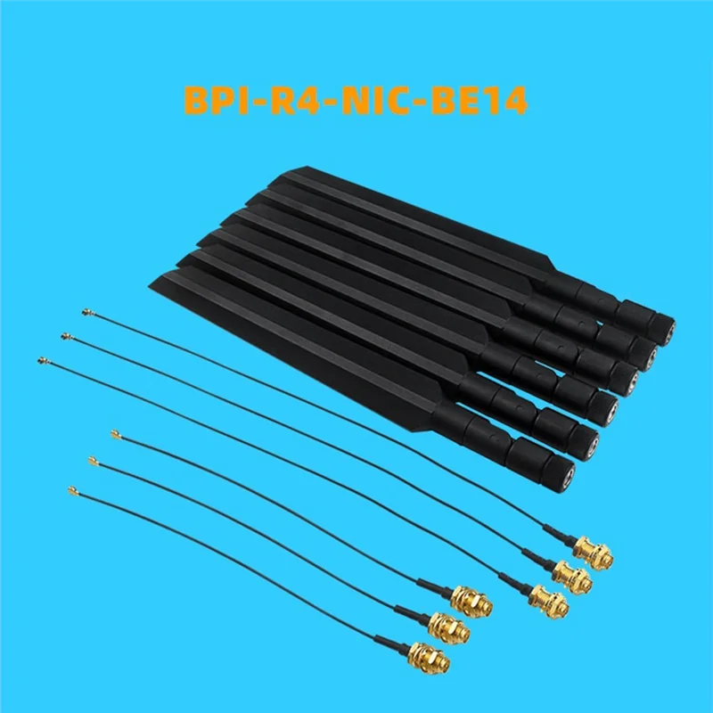 FULL-6 Buah untuk Banana Pi BPI-R4 BPI-R4-NIC-BE14 Wifi 7 Modul Antena Antena Eksternal untuk Pisang Pi R4