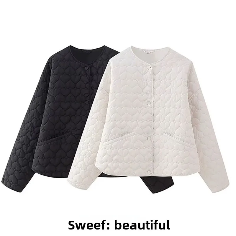 

Новая осенняя коллекция: Утепленное пальто свободного кроя из хлопка с круглым вырезом, стеганое, в стиле Street Style, на одной пуговице