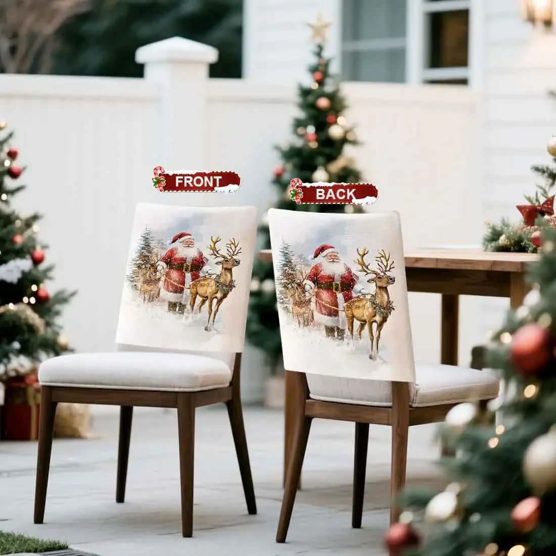 2/4/6pcs/set 45x55cm Santa Claus Reindeer Chair Cover Table Decoration Dining Seat Chair Covers Dining Room Bar Party Banquate
