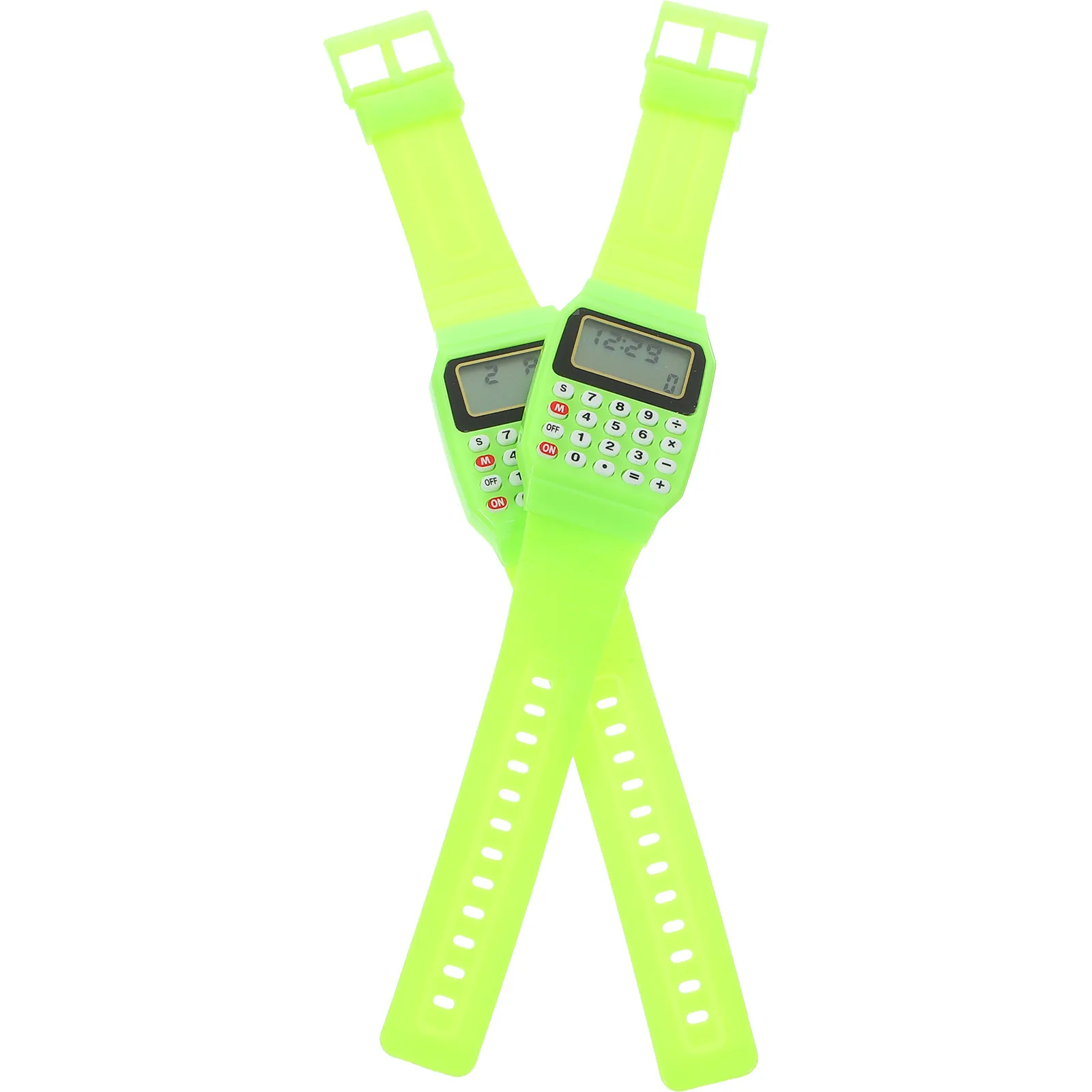 

2Pcs Children Calculator Watch Geometric Design Portable Wrist Calculation Tool Comfortable Fit Kids Birthday Gift Green
