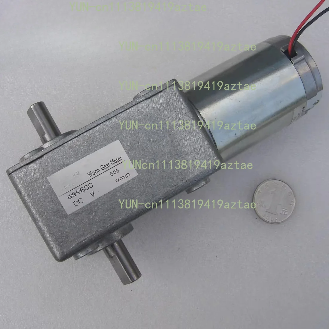 GW600 DC worm gear motor, 24V 12V 5-480RPM, high torque   Dual axis