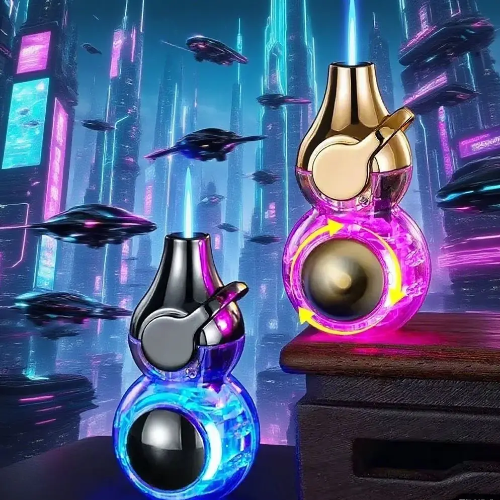 2025 New Style Carnival Butane Gas Lighter Windproof Straight Torch Colorful Light Green Flame Creative Personality - Image 3