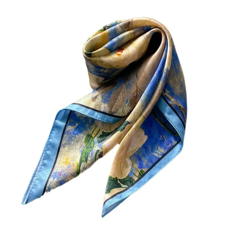 Fashion 100% Silk Satin Scarf Women Handkerchief Printed Bag Scarfs Female Square Head Bandana Small Neck Scarves For Ladies