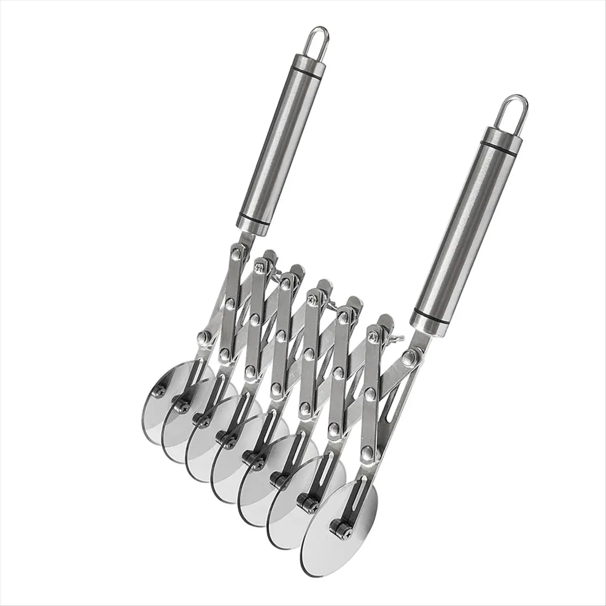 New 7 Wheel Pastry Cutter Tool Pasta Cutter Wheel with Handle, Stainless Steel Multiple Pasta Roller Cutter Tools