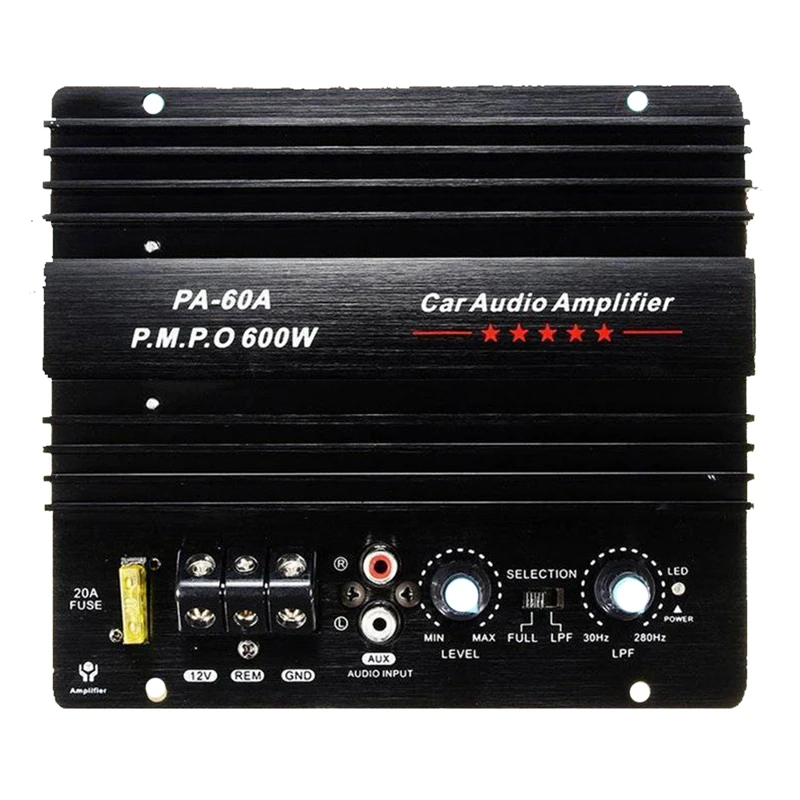 Amplificador de potência de áudio para carro, 12v, 600w, módulo de graves, subwoofer sem perdas, alta potência, canal mono, acessórios de áudio para carro