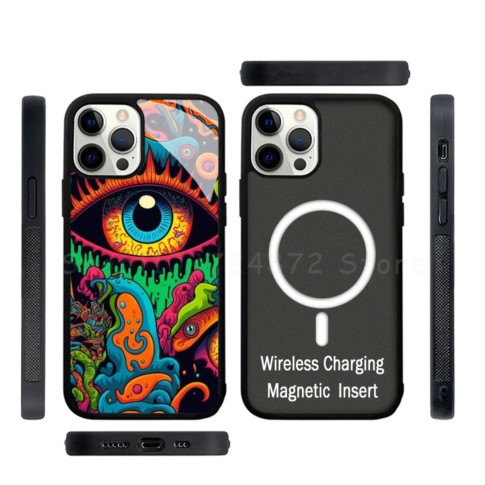 

Psychedelic Trippy Art Strong Magnetic For IPhone 15 14 13 Pro Max 11 12 Mini For Magsafe